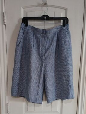 Vintage Doncaster Made in USA Houndstooth Wide Leg Pleated Bermuda Shorts 14